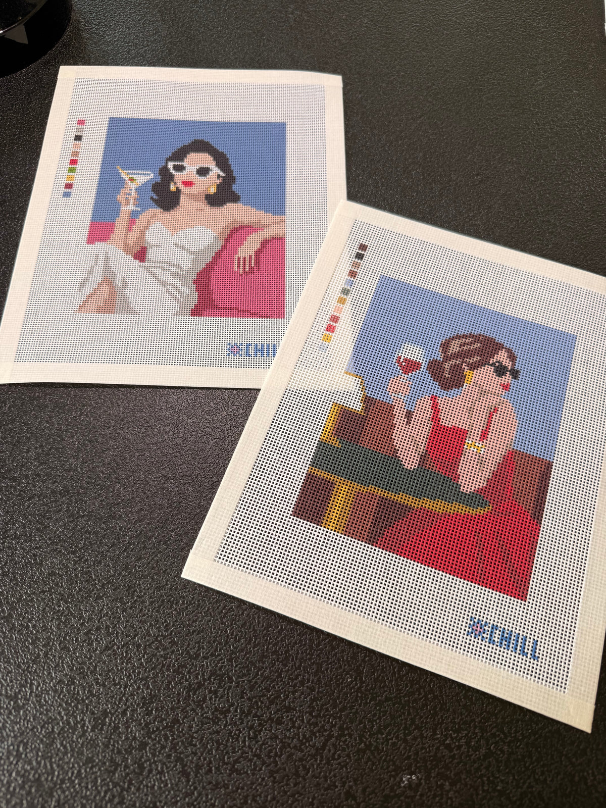 Red Wine Girl Needlepoint Canvas | Wine Lover Needlepoint | Cocktail Collection | Modern Needlepoint Design