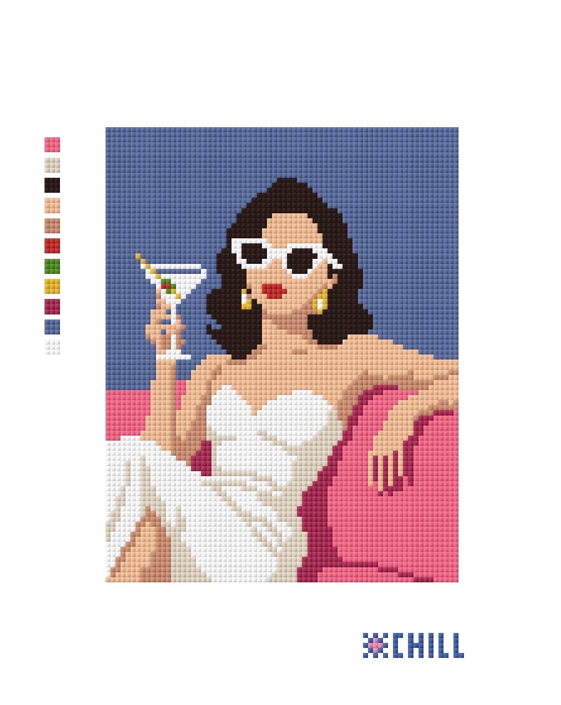 Martini on the Pink Couch Needlepoint Canvas | Cocktail Chic Collection