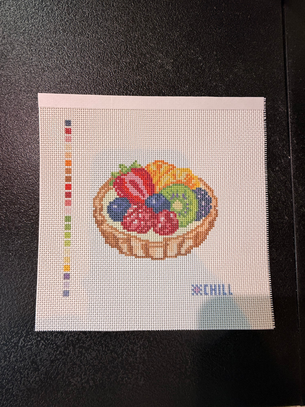 Fresh Fruit Tart Needlepoint Canvas – Bakery Dessert, Cafe Collection Stitching Design (14 ct mesh)
