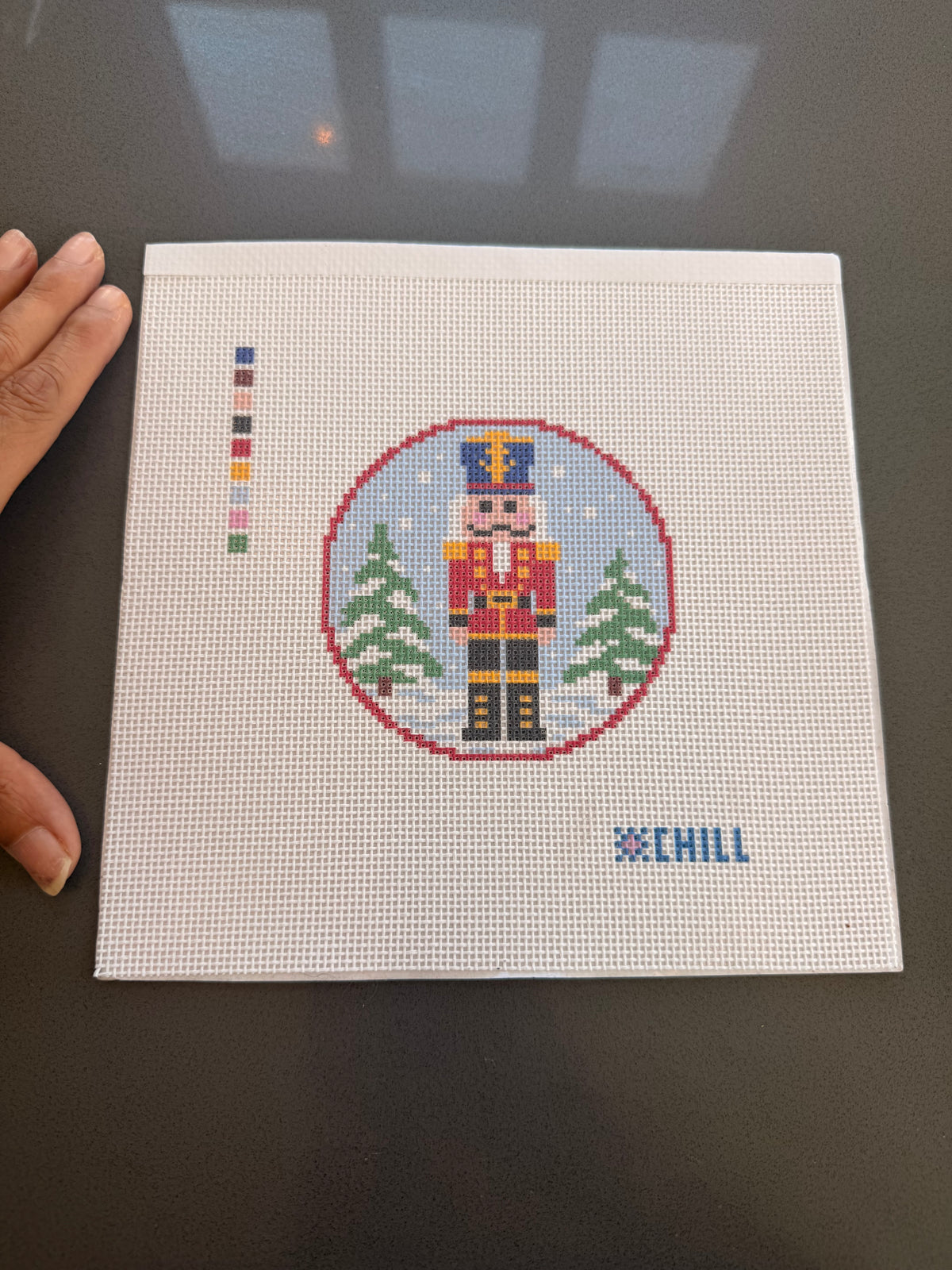 Nutcracker Christmas Needlepoint Canvas – Square Ornament or Coaster -14 mesh
