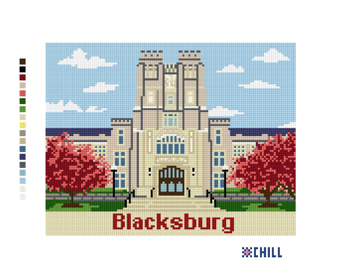 Blacksburg Virginia Tech Campus Needlepoint Canvas β Landmark β Needlepoint & Chill