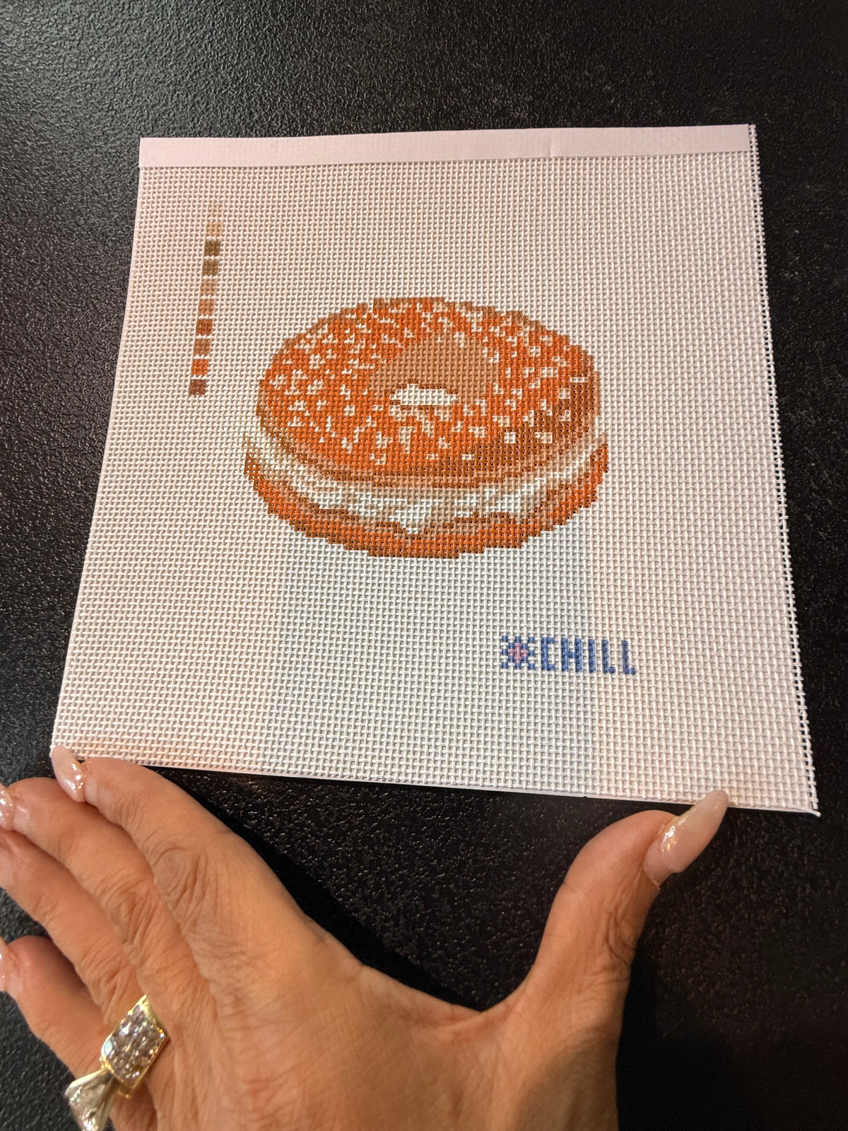 Bagel & Cream Cheese Needlepoint Canvas – Café & Food Collection