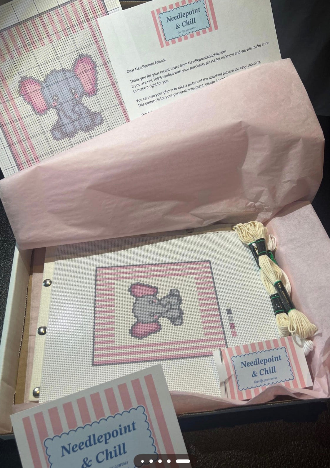 Little AL Blue Elephant Needlepoint Kit – Perfect for Beginners & Kids