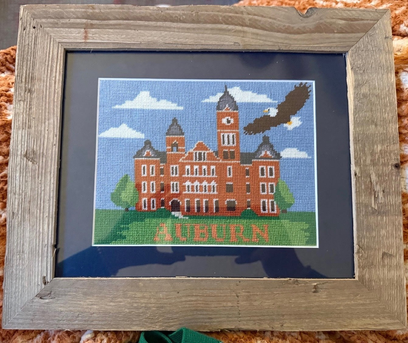 Auburn Eagle Needlepoint Canvas – Finished Piece – Needlepoint & Chill