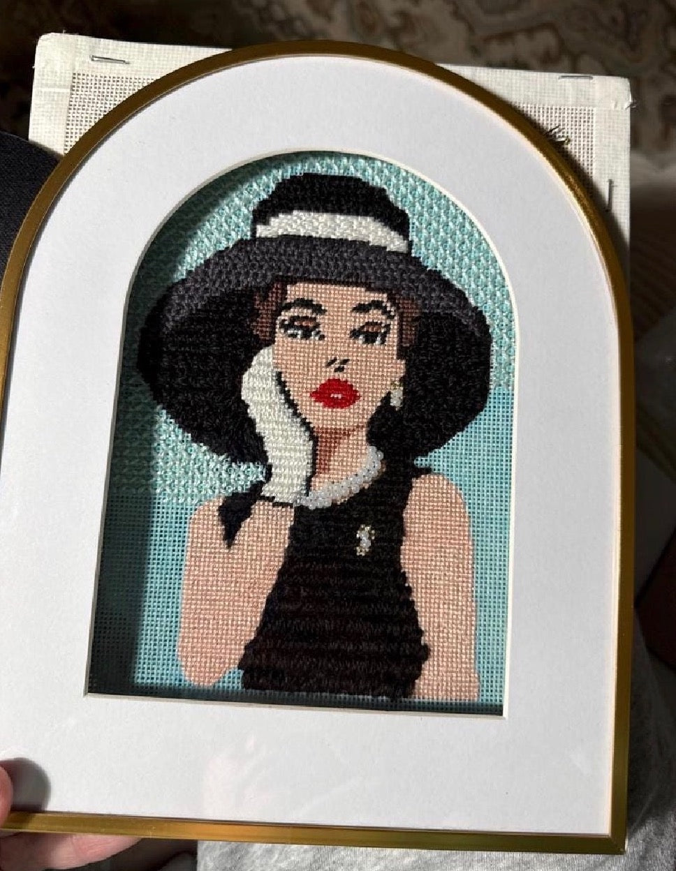 Parisian Glamour Needlepoint Canvas – Finished Piece – Needlepoint & Chill