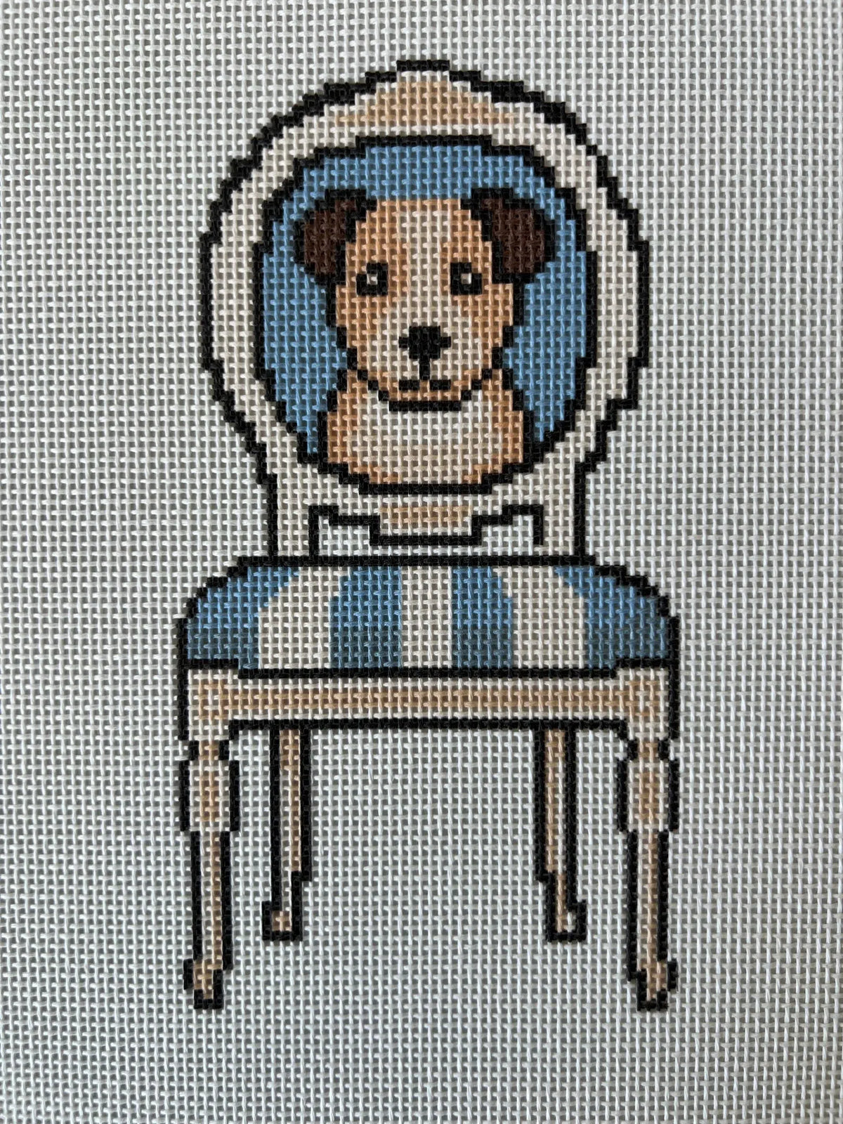Dog King Louis Chair Needlepoint Canvas β Finished Piece β Needlepoint & Chill