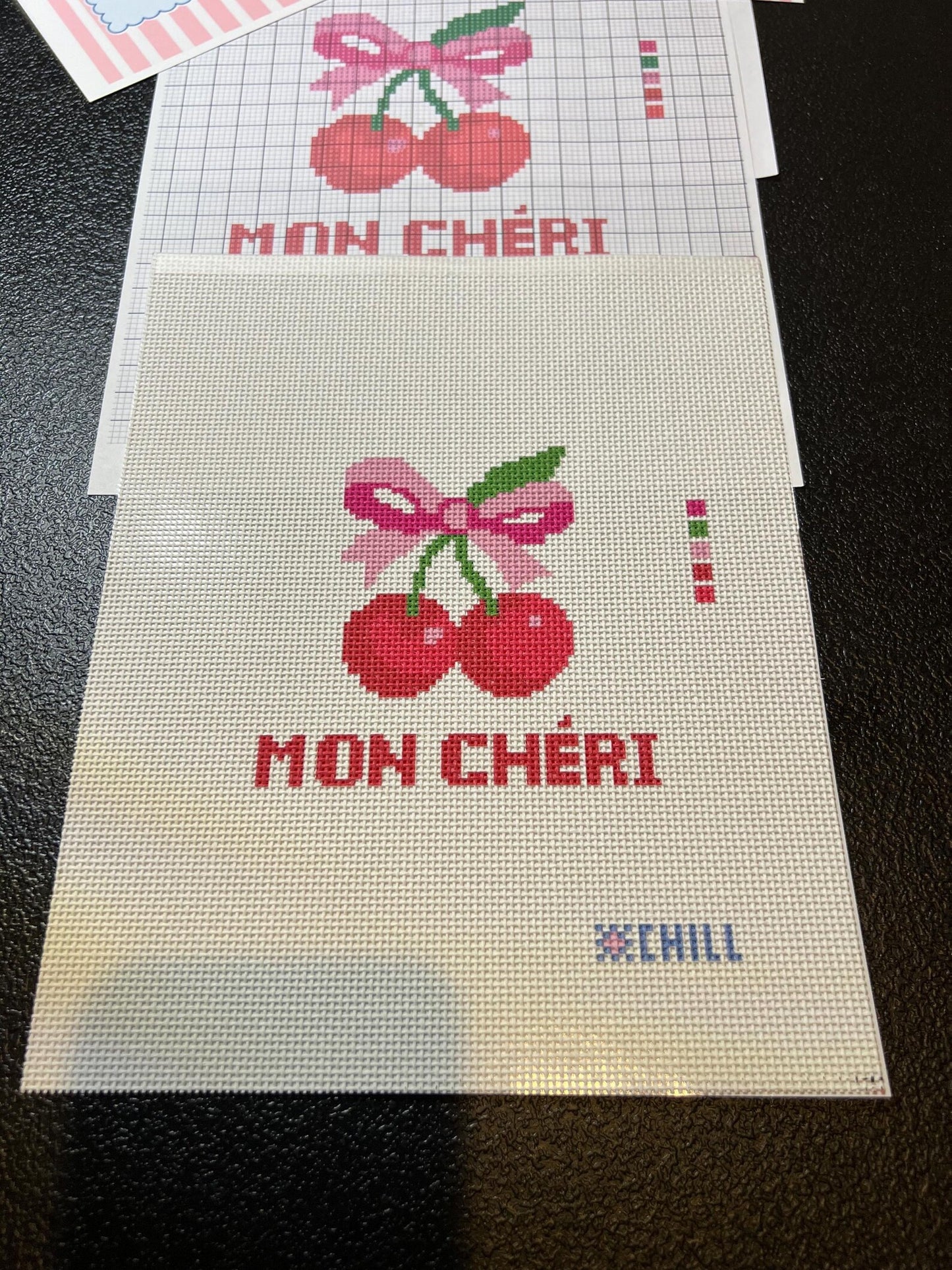 Cherry with Bow Needlepoint Canvas – Mon Cheri