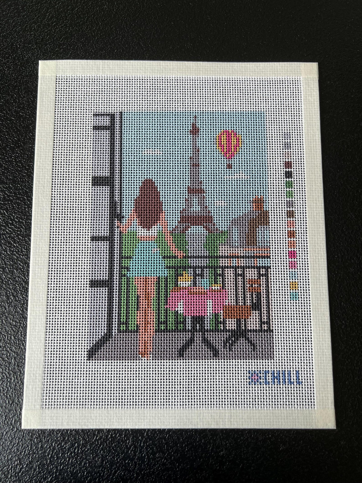 Paris Balcony Needlepoint Canvas – Finished Piece – Needlepoint & Chill