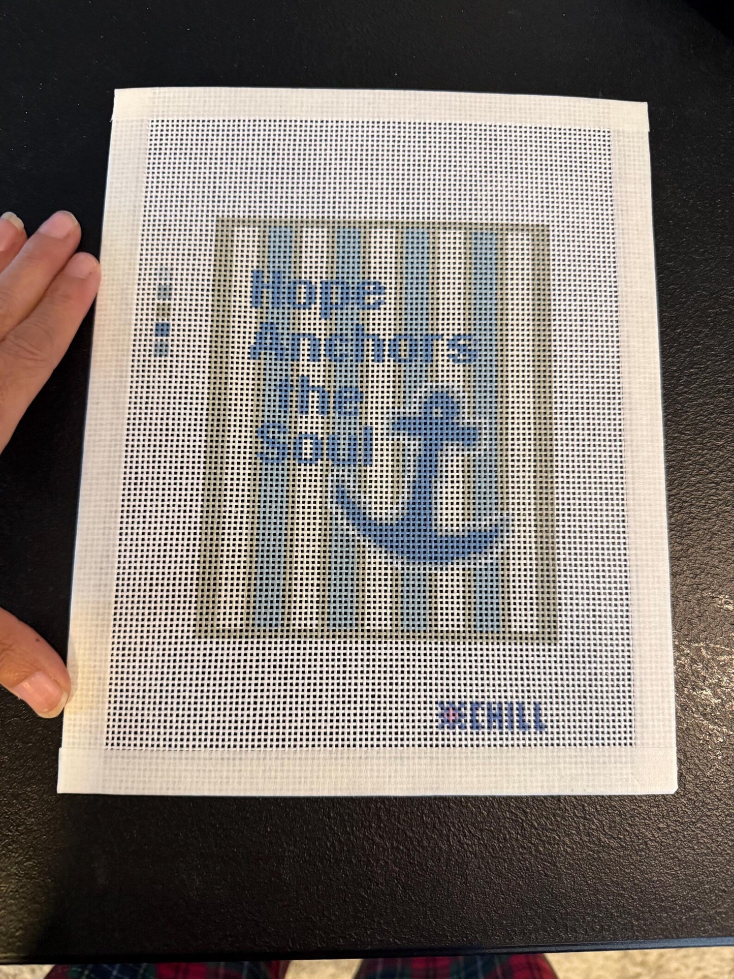 Hope Anchors the Soul Needlepoint Canvas – Stitched Example – Needlepoint & Chill