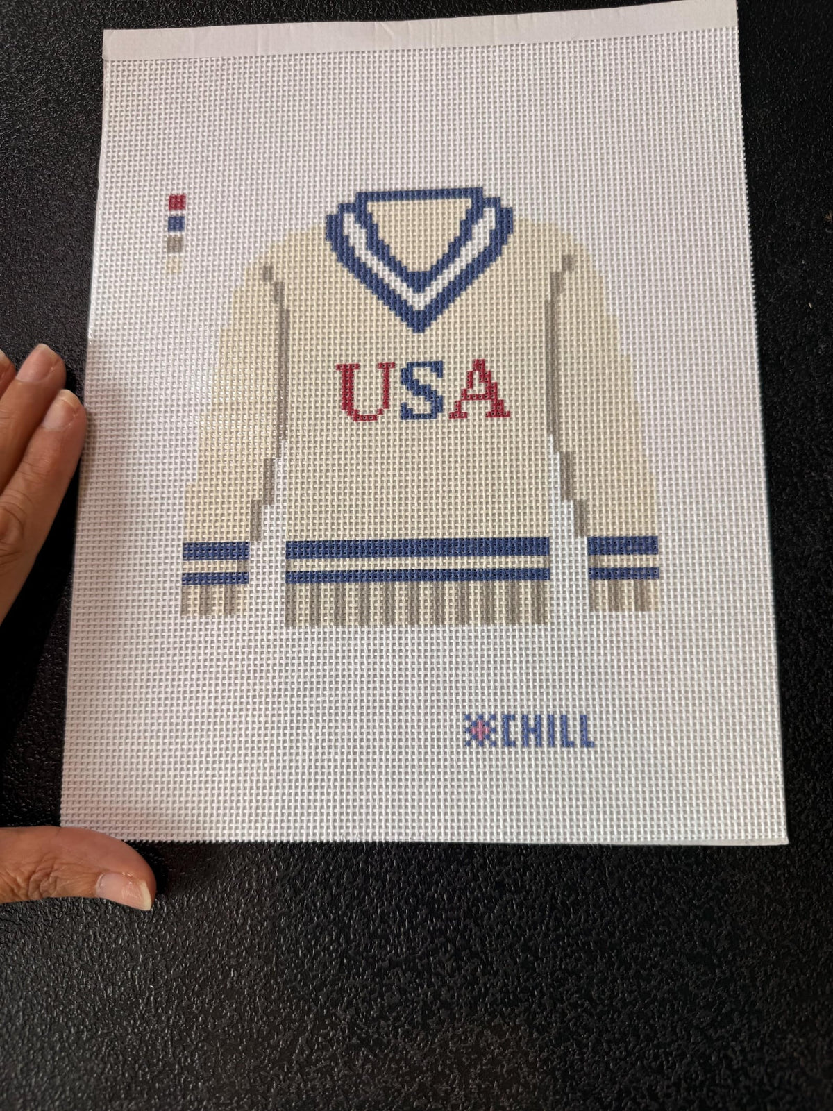 America 250 Sweater Ornament Needlepoint Kit – Canvas Detail – Needlepoint & Chill