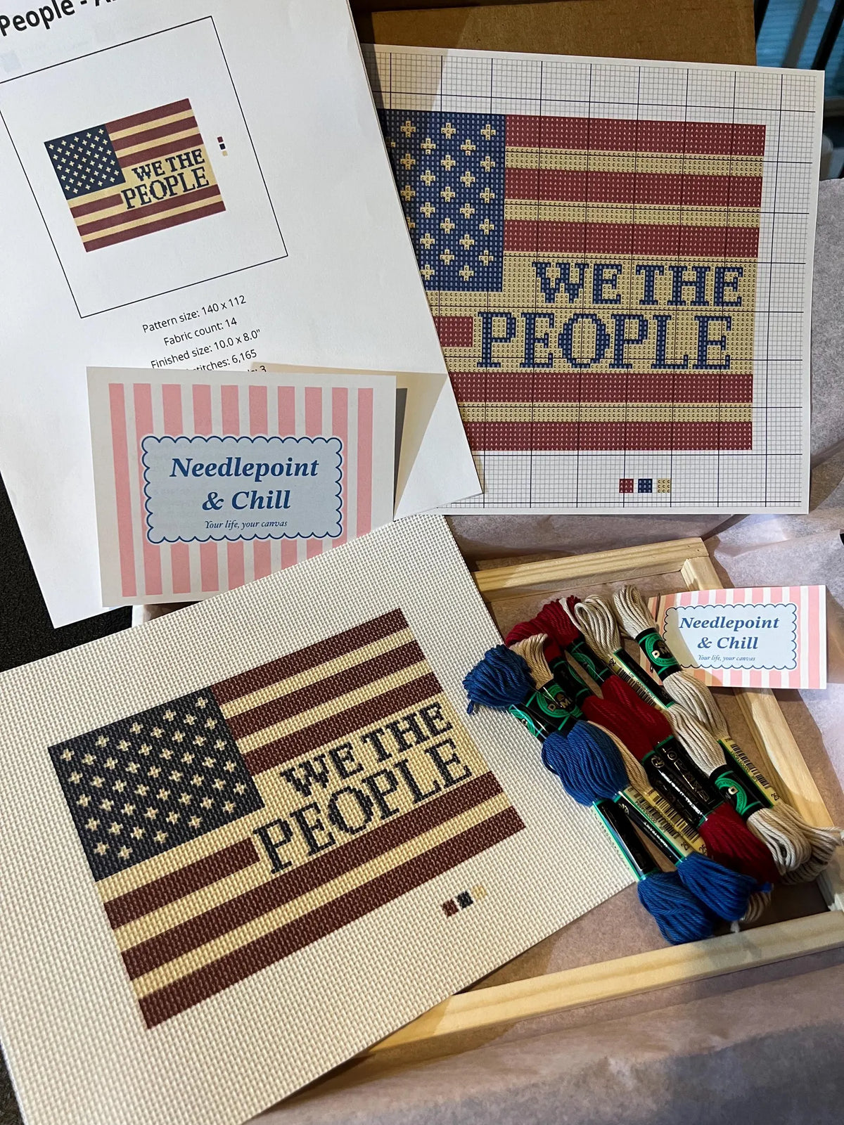 We The People Flag Needlepoint Kit β Finished Piece β Needlepoint & Chill