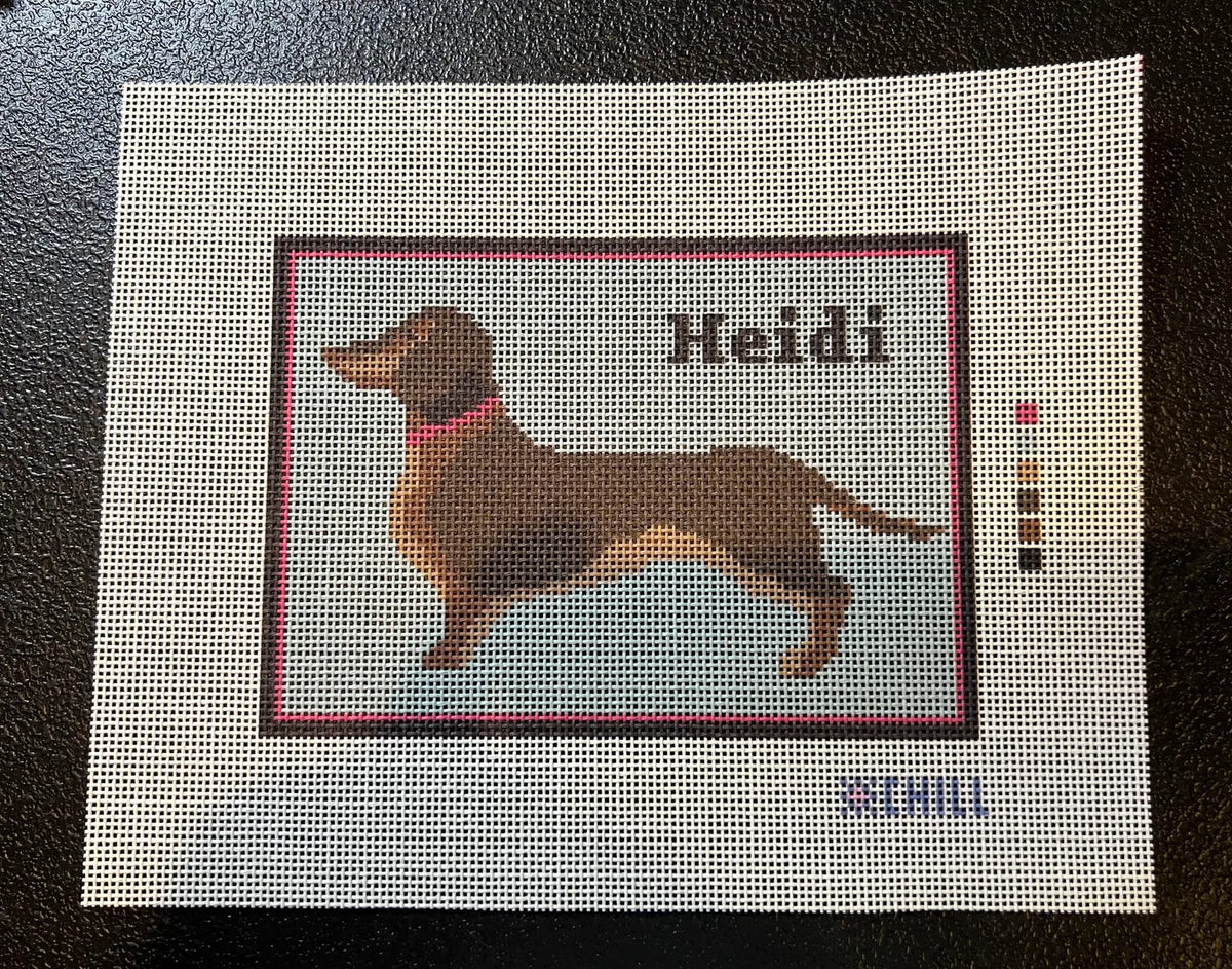 Dachshund Needlepoint Canvas β Personalization Example β Needlepoint & Chill