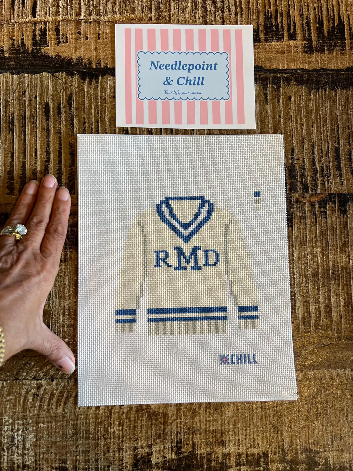 Christmas Sweater Personalizable Needlepoint Canvas β Choose Colors & Initials