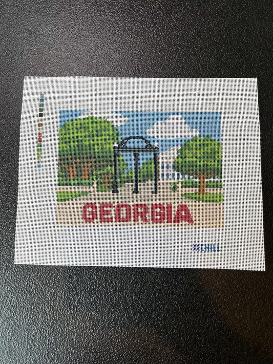 Georgia Arch Needlepoint Canvas – Historic Athens Landmark