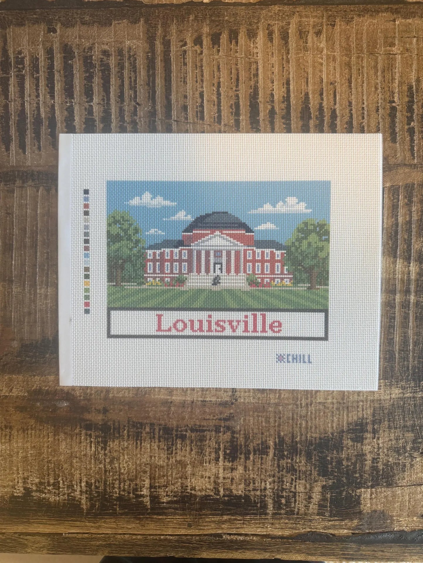 Louisville Campus Needlepoint Canvas – Full View – Needlepoint & Chill