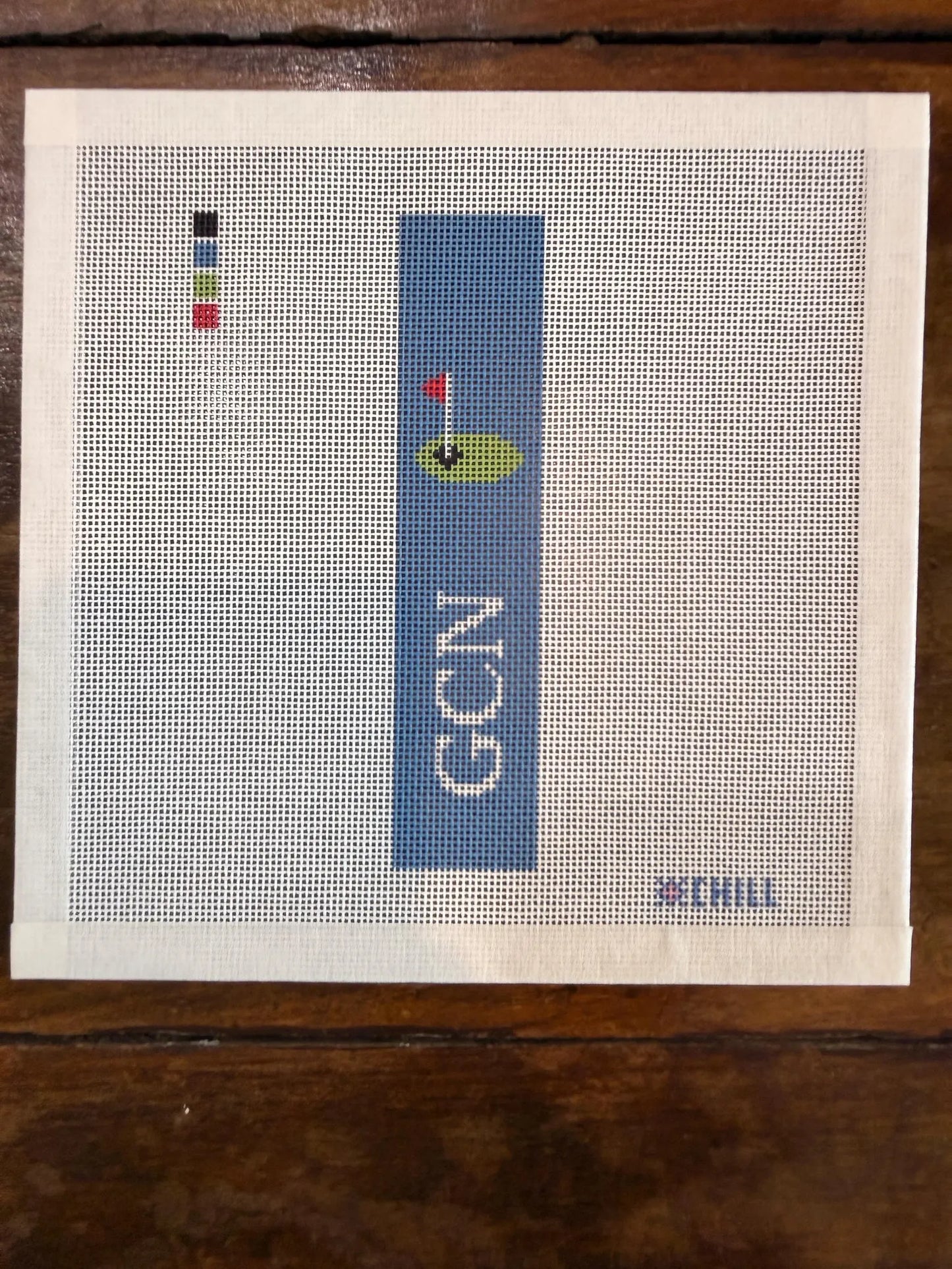 Personalized Golf Key Fob Needlepoint Canvas – Light Blue