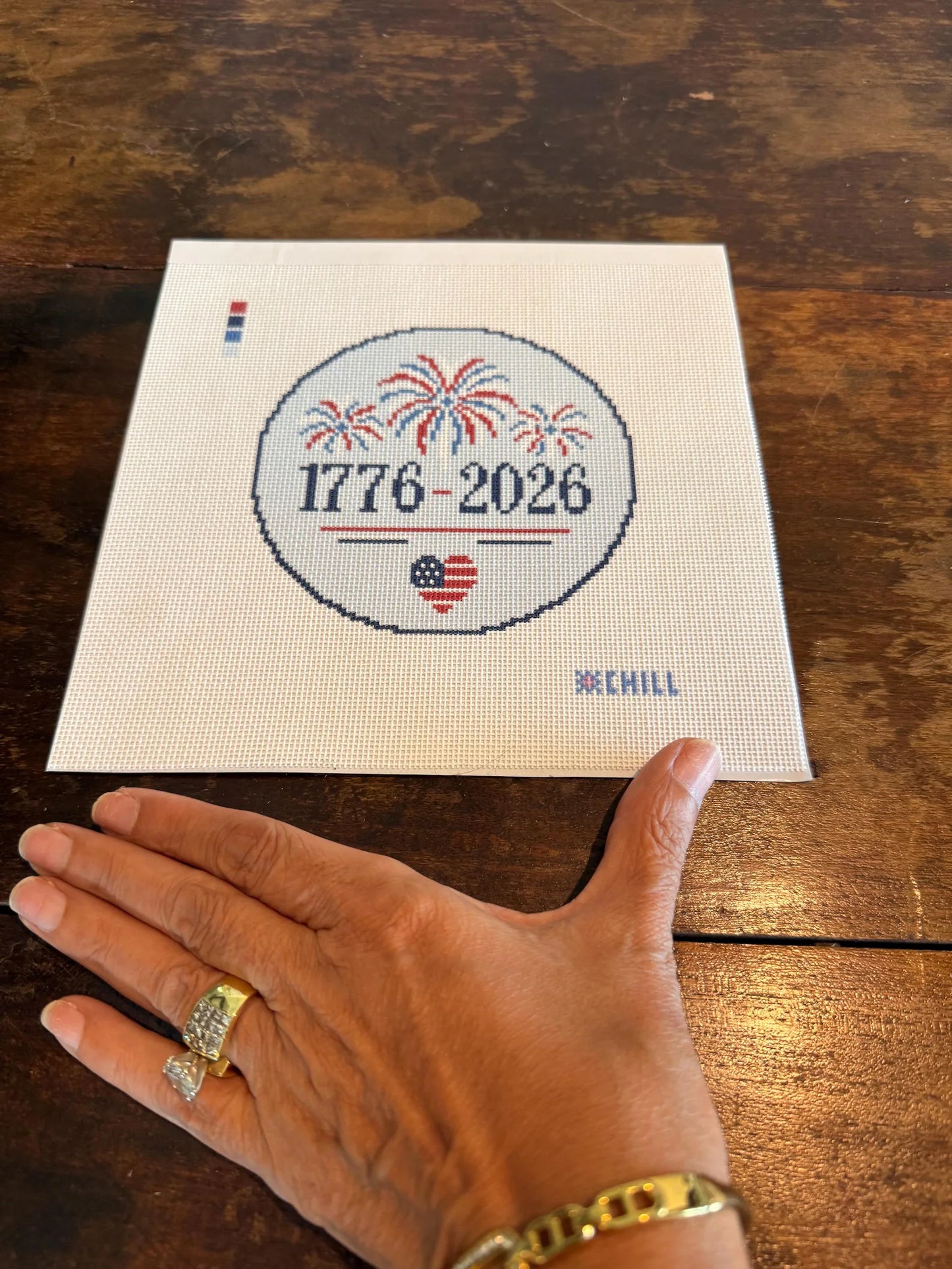 USA 250th Celebration Needlepoint Canvas – Finished Piece – Needlepoint & Chill