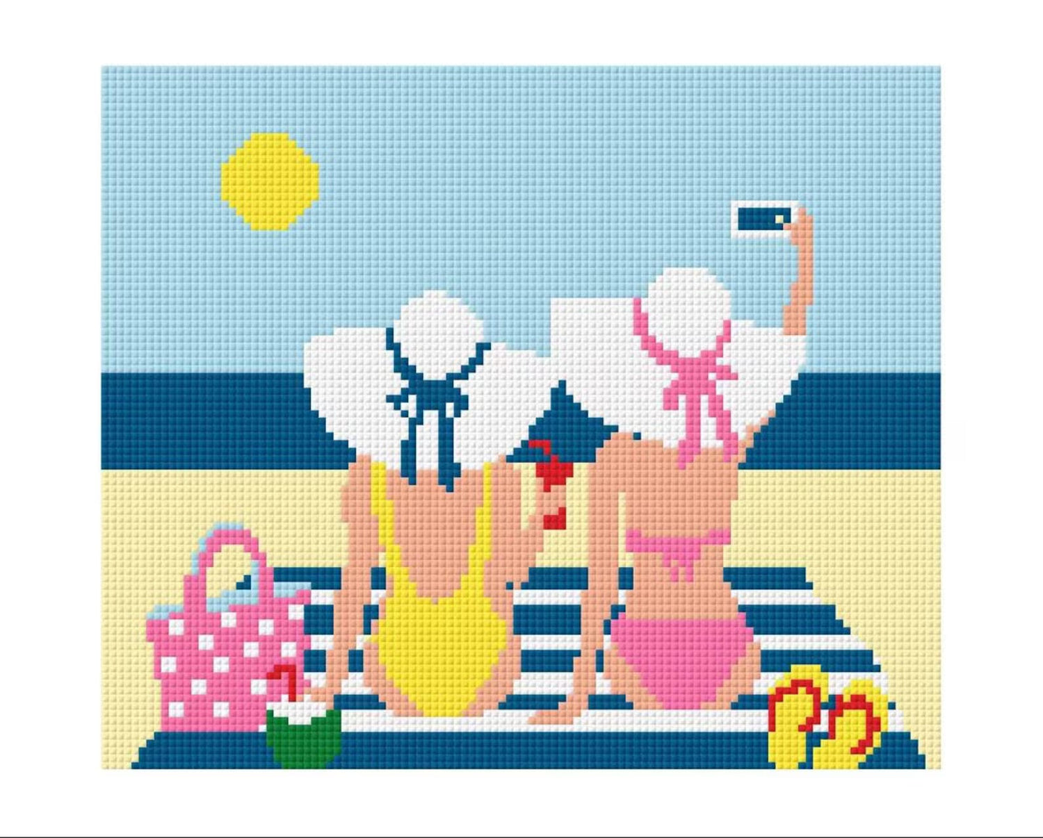 Seaside Selfie Deluxe Needlepoint Kit – With Frame & Matting – Needlepoint & Chill