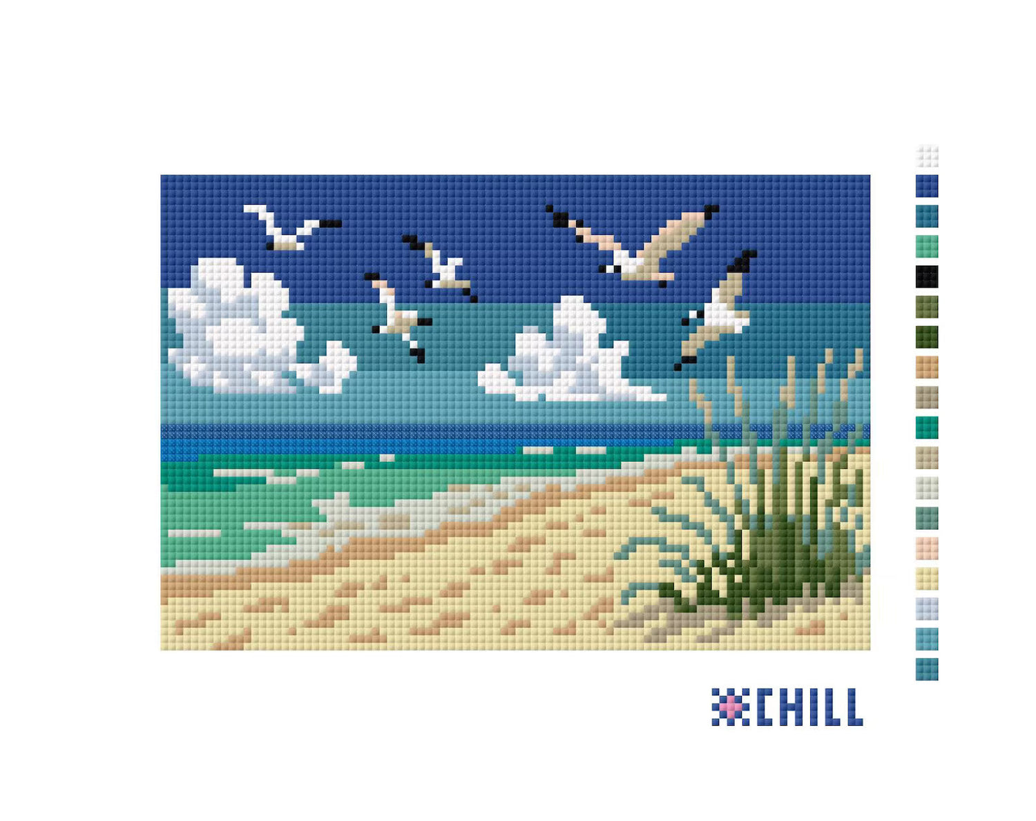 Gulf Shores Beach with Seagulls Needlepoint Canvas – American Summer – Needlepoint & Chill