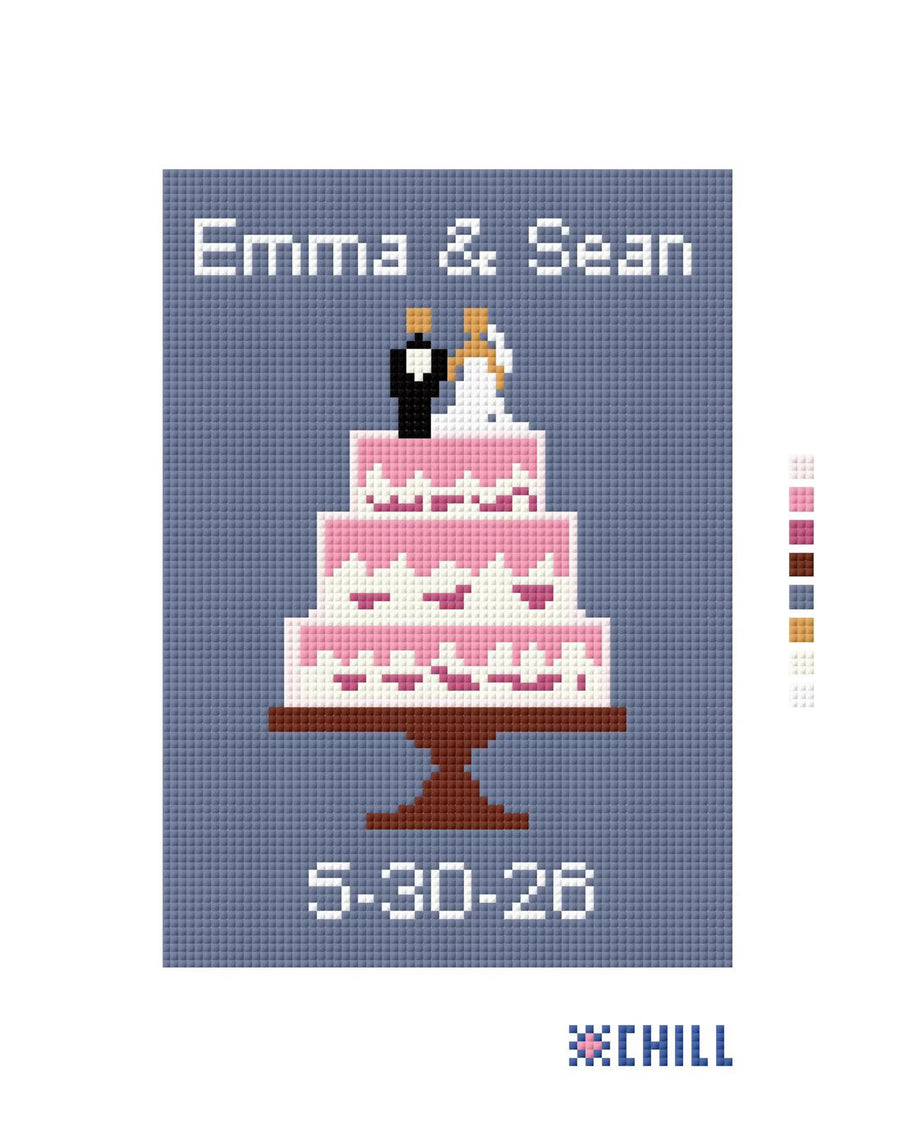 Custom Wedding Cake Needlepoint Canvas – Canvas Detail – Needlepoint & Chill