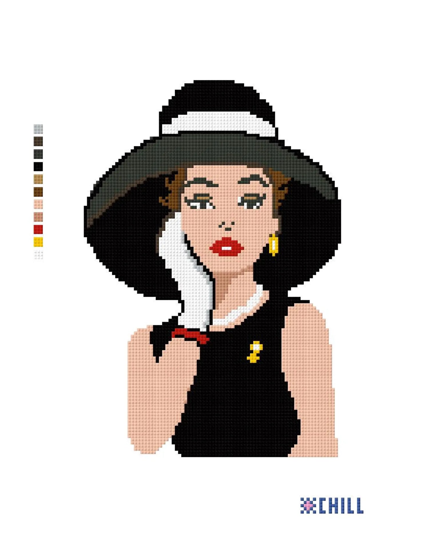 Parisian Glamour Needlepoint Canvas – Vintage Fashion Portrait – Needlepoint & Chill