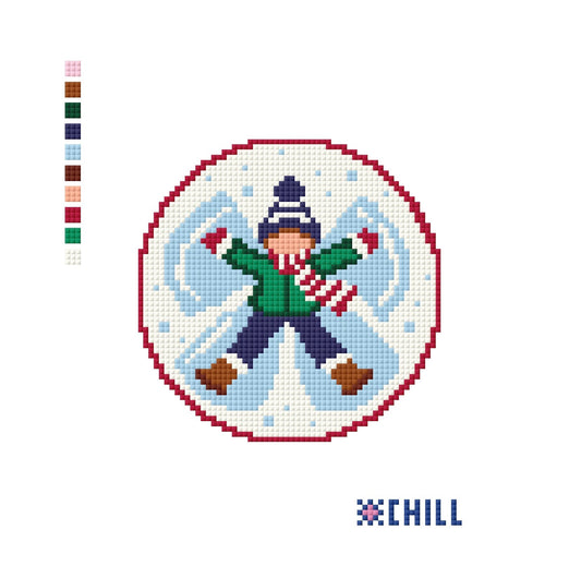 Snow Angel Boy Christmas Needlepoint Ornament Kit | Winter Chill Collection