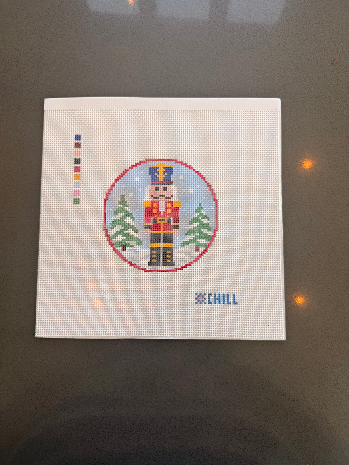 Nutcracker Christmas Needlepoint Canvas – Square Ornament or Coaster -14 mesh