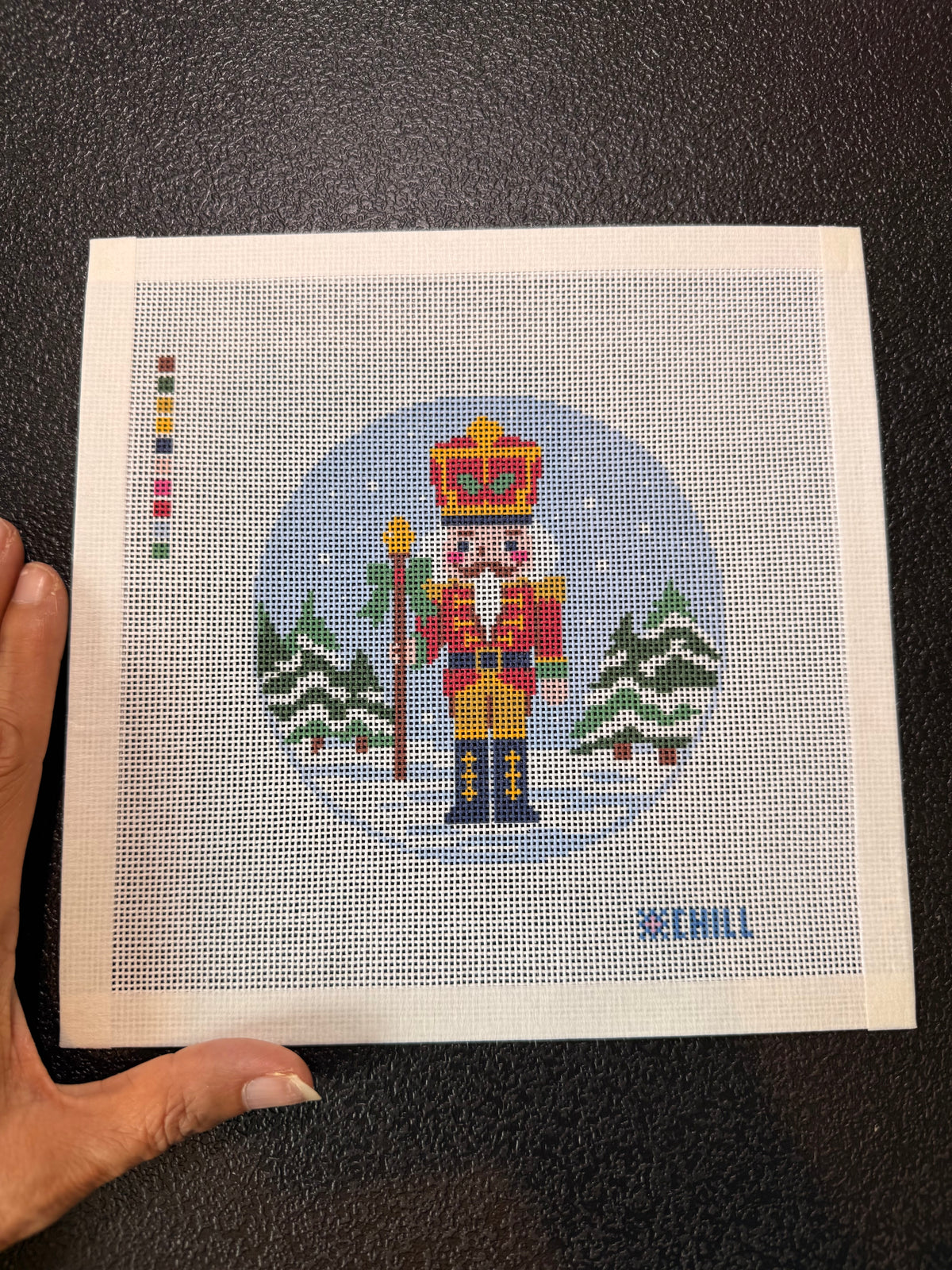 Winter Chill Collection Christmas nutcracker needlepoint canvas, 18 mesh