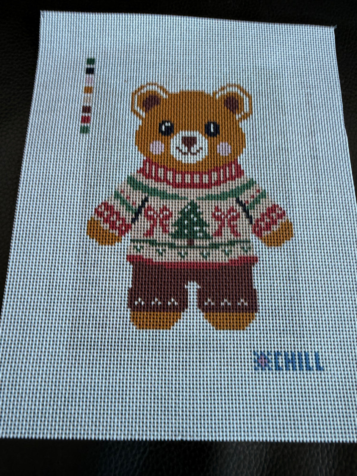 Christmas Teddy Bear Needlepoint Canvas – Fair Isle Sweater, 14 Mesh | Winter Chill Collection