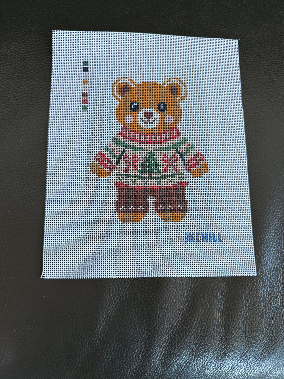 Christmas Teddy Bear Needlepoint Kit – Fair Isle Sweater, 14 Mesh | Winter Chill Collection