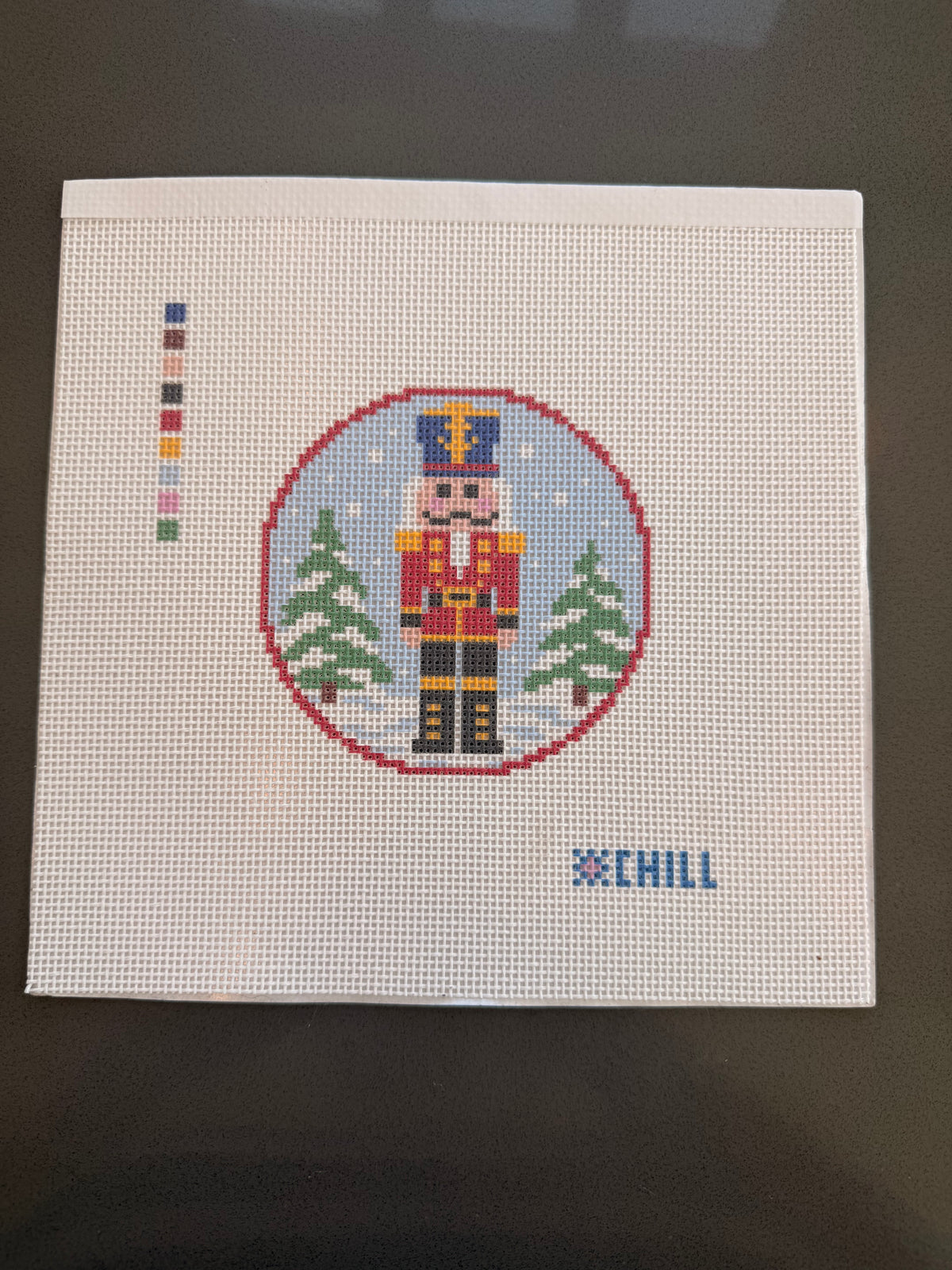 Nutcracker Christmas Needlepoint Canvas – Square Ornament or Coaster -14 mesh