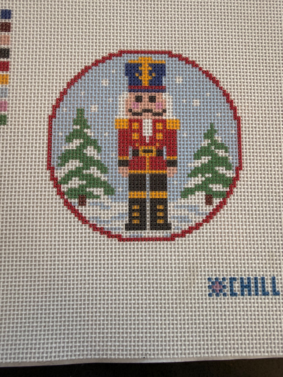 Nutcracker Christmas Needlepoint Canvas – Square Ornament or Coaster -14 mesh