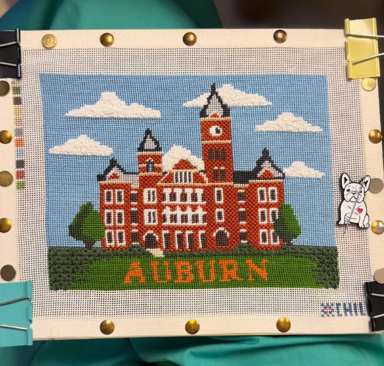 Auburn Samford Hall Needlepoint Canvas – Finished Piece – Needlepoint & Chill
