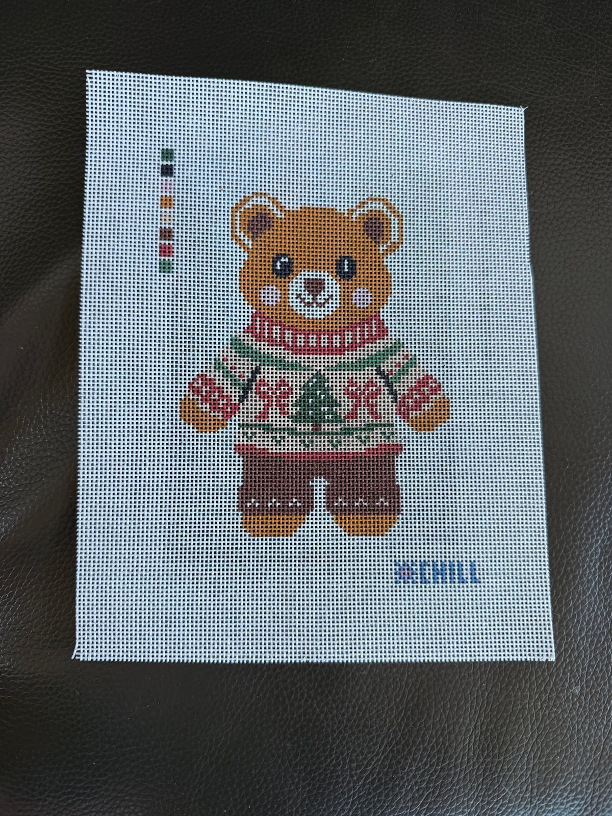 Christmas Teddy Bear Needlepoint Kit – Fair Isle Sweater, 14 Mesh | Winter Chill Collection