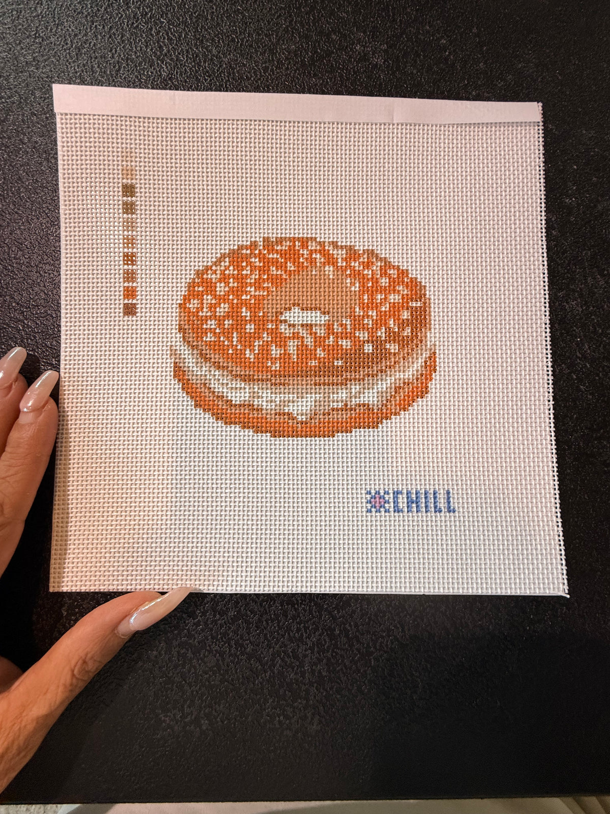 Bagel & Cream Cheese Needlepoint Canvas – Café & Food Collection