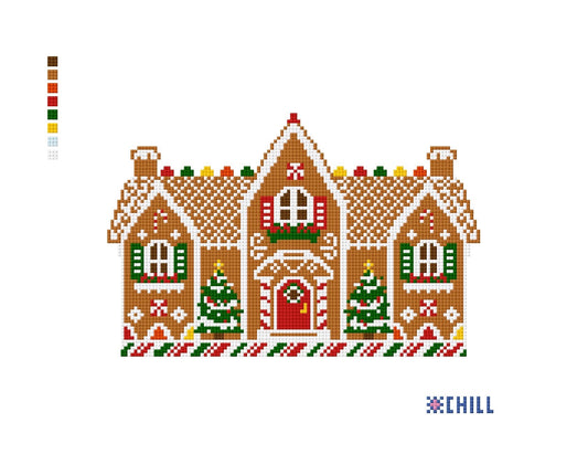 Gingerbread House Christmas Needlepoint Canvas – Holiday Series – Needlepoint & Chill