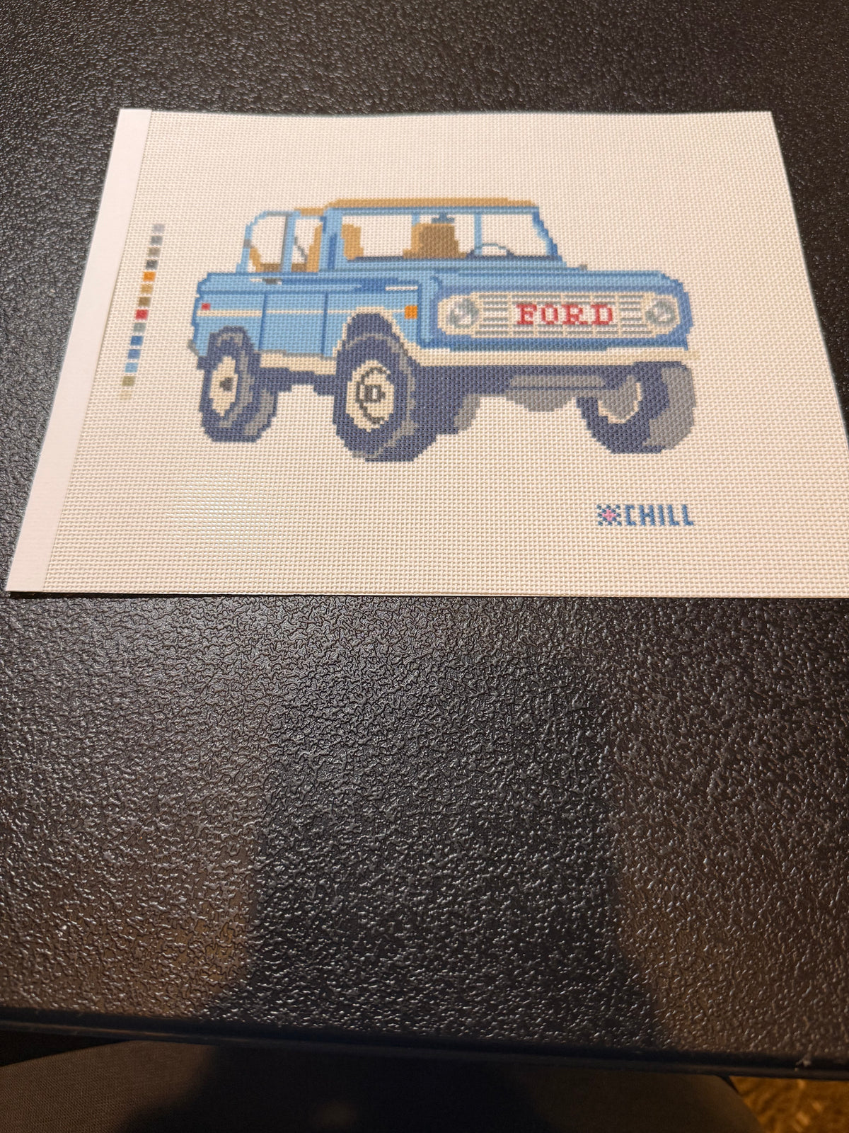 Blue Vintage Pickup Truck Needlepoint Canvas | Retro Truck Needlepoint Design