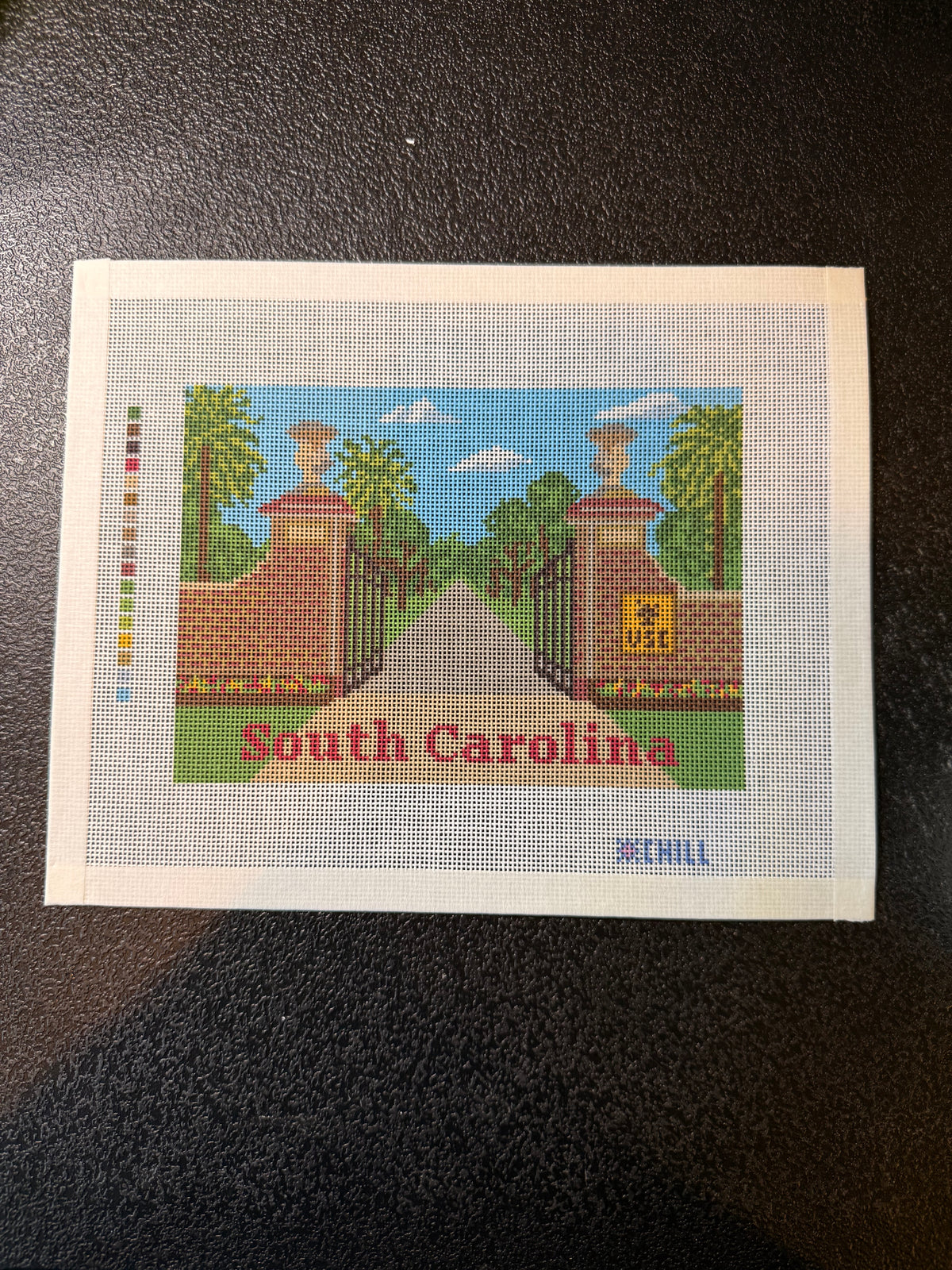 South Carolina Brick Gates Needlepoint Canvas- 2nd edition | Palmetto Campus Landmark - 8x10 canvas on 18 mesh