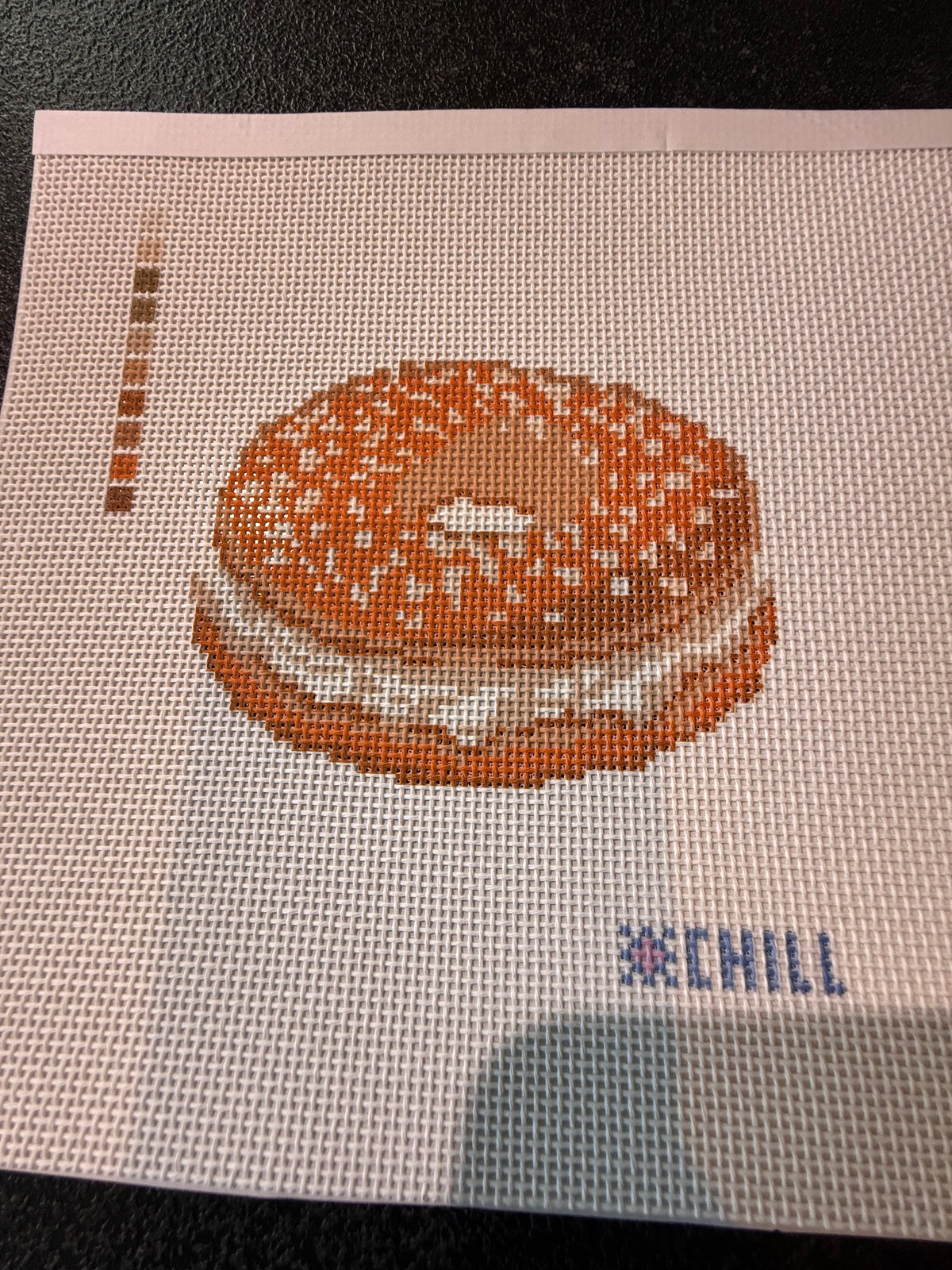 Bagel & Cream Cheese Needlepoint Canvas – Café & Food Collection