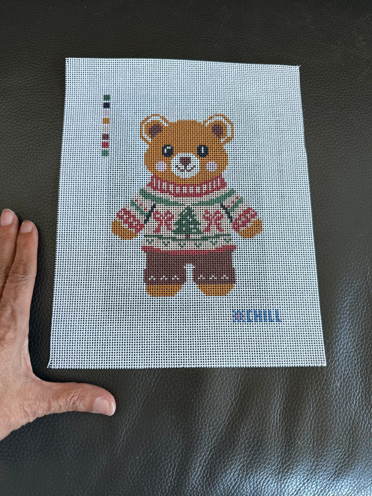 Christmas Teddy Bear Needlepoint Kit – Fair Isle Sweater, 14 Mesh | Winter Chill Collection