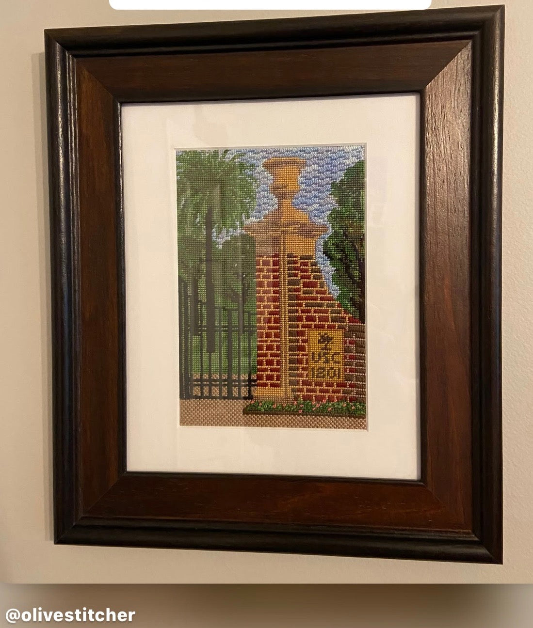South Carolina Brick Gate Needlepoint Canvas – Finished Piece – Needlepoint & Chill