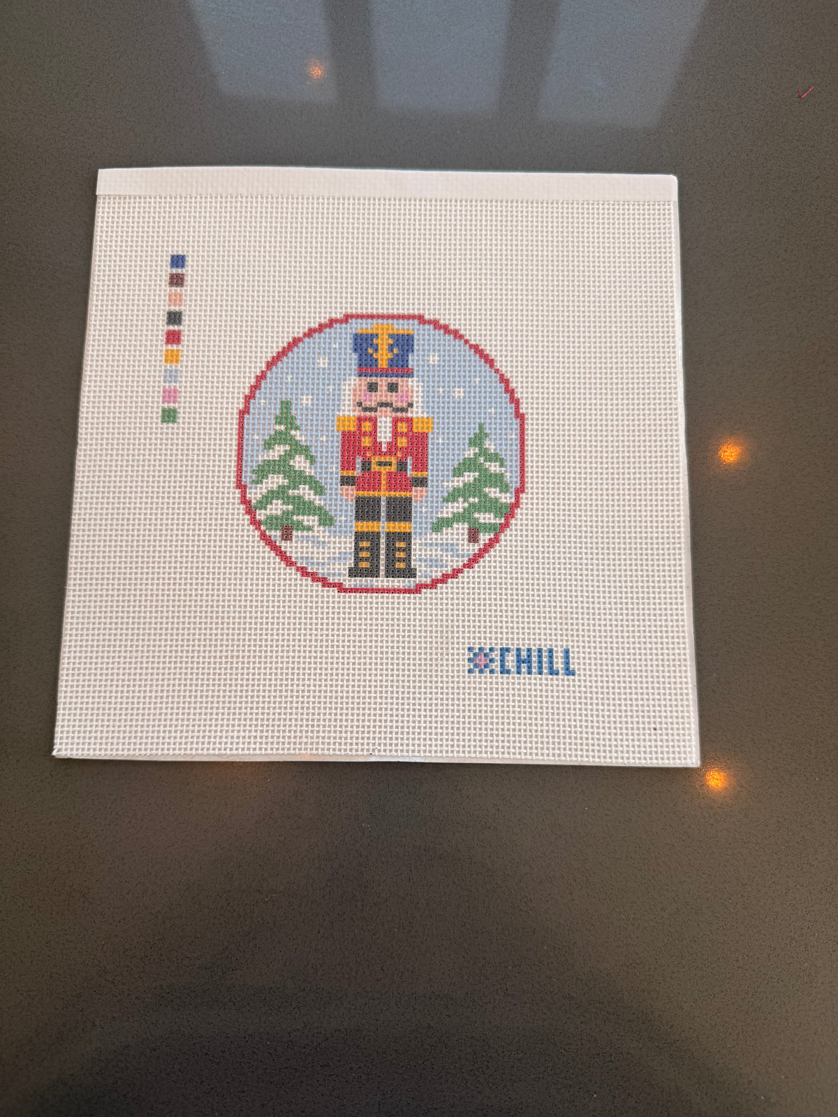 Nutcracker Christmas Needlepoint Canvas – Square Ornament or Coaster -14 mesh