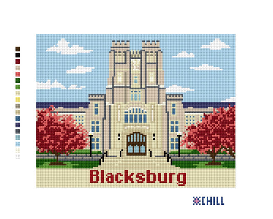 Blacksburg Virginia Tech Campus Needlepoint Canvas – Landmark – Needlepoint & Chill