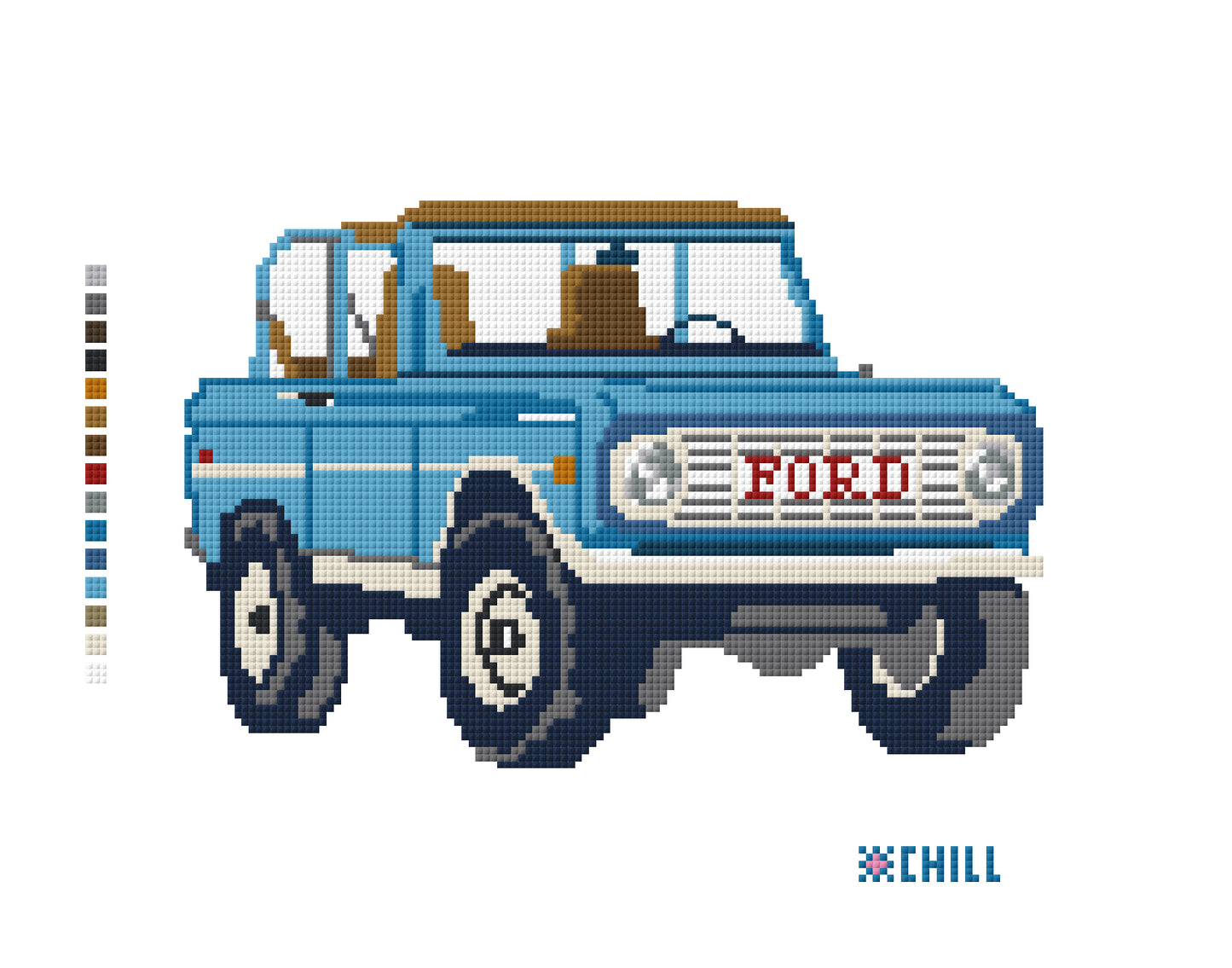 Blue Vintage Pickup Truck Needlepoint Canvas | Retro Truck Needlepoint Design