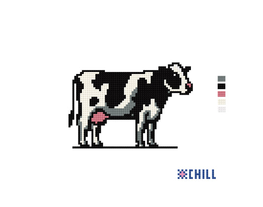 Cow Needlepoint Bag Charm Ornament Canvas – Farm Animal Series – Needlepoint & Chill
