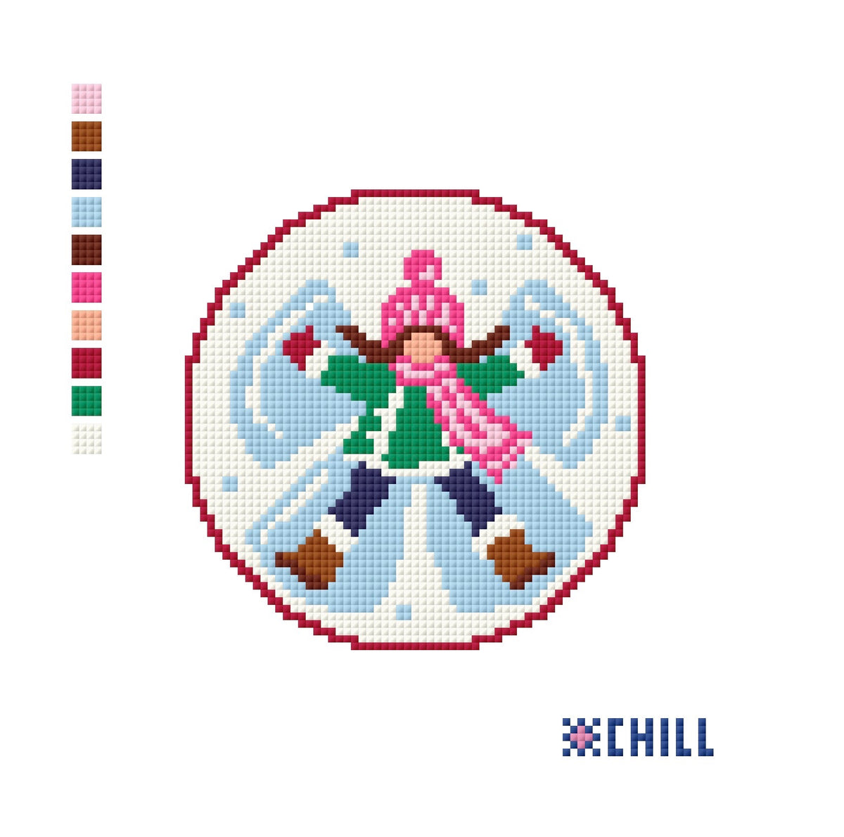 Snow Angel Girl Christmas Needlepoint Ornament Kit | Winter Chill Collection