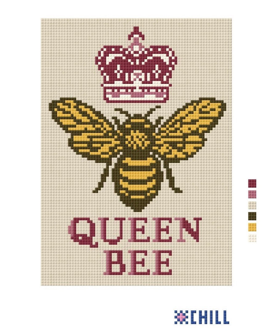 Custom Queen Bee Needlepoint Canvas – Large Size, Burgundy & Beige