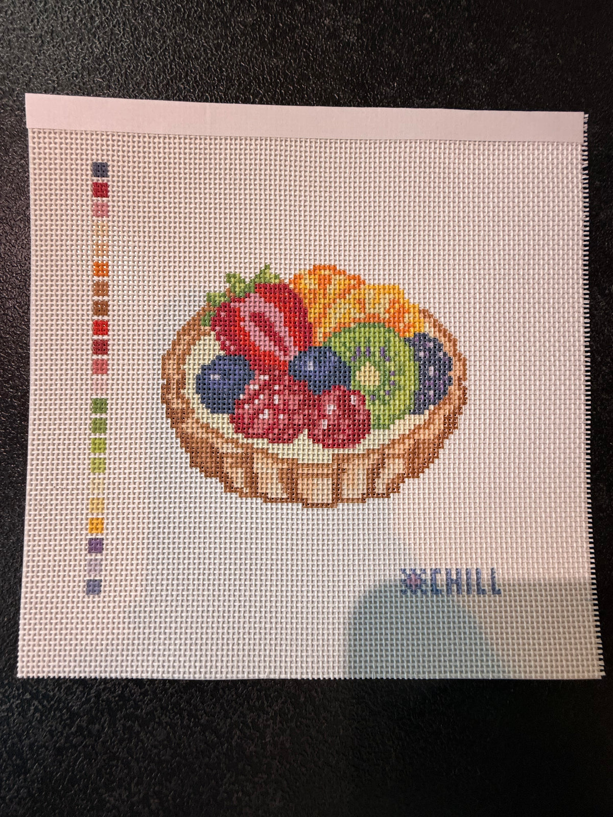 Fresh Fruit Tart Needlepoint Canvas – Bakery Dessert, Cafe Collection Stitching Design (14 ct mesh)