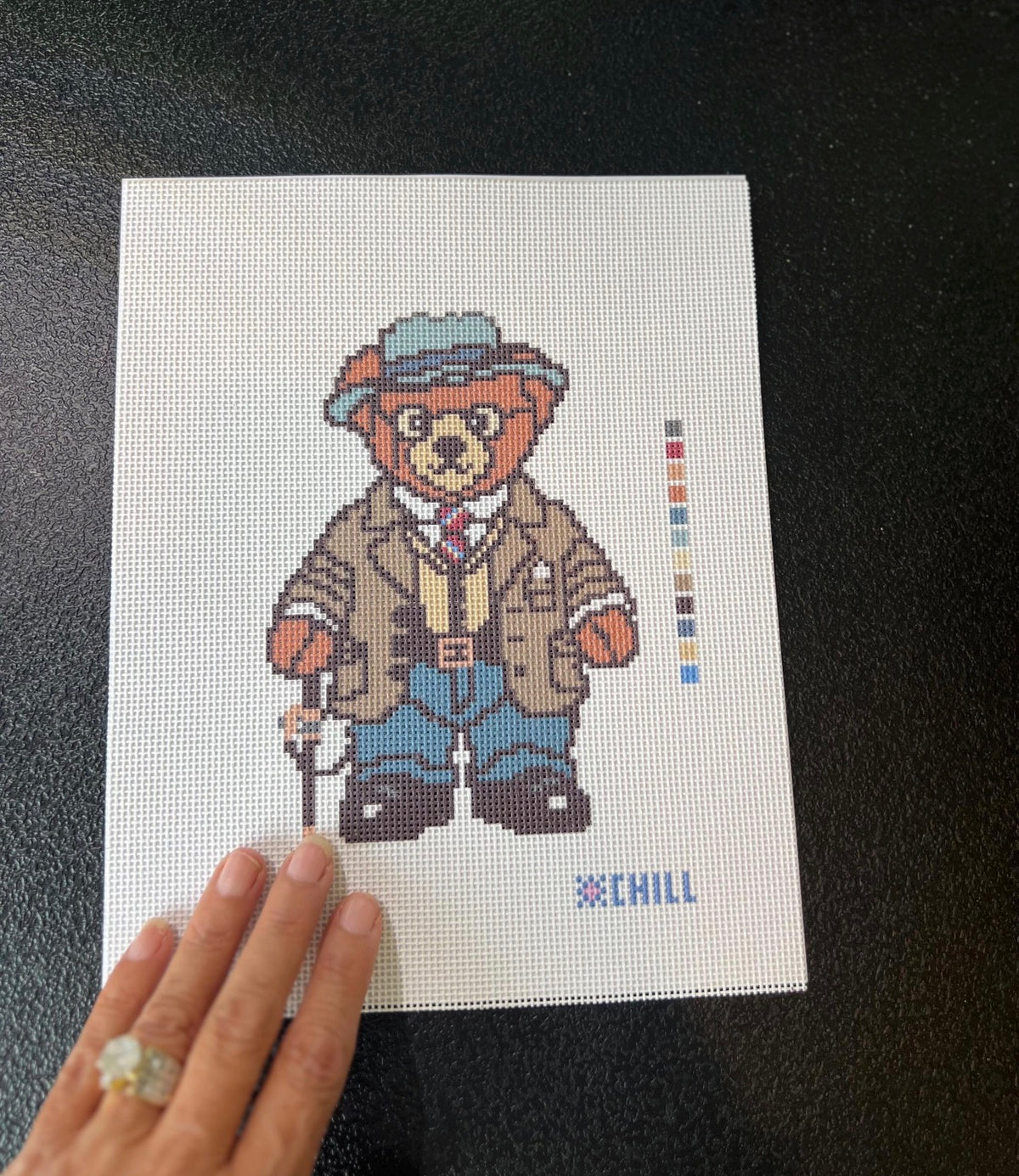 Teddy’s Bear - Roosevelt Bear Needlepoint Canvas – Classic Ornament Design (14 ct mesh)