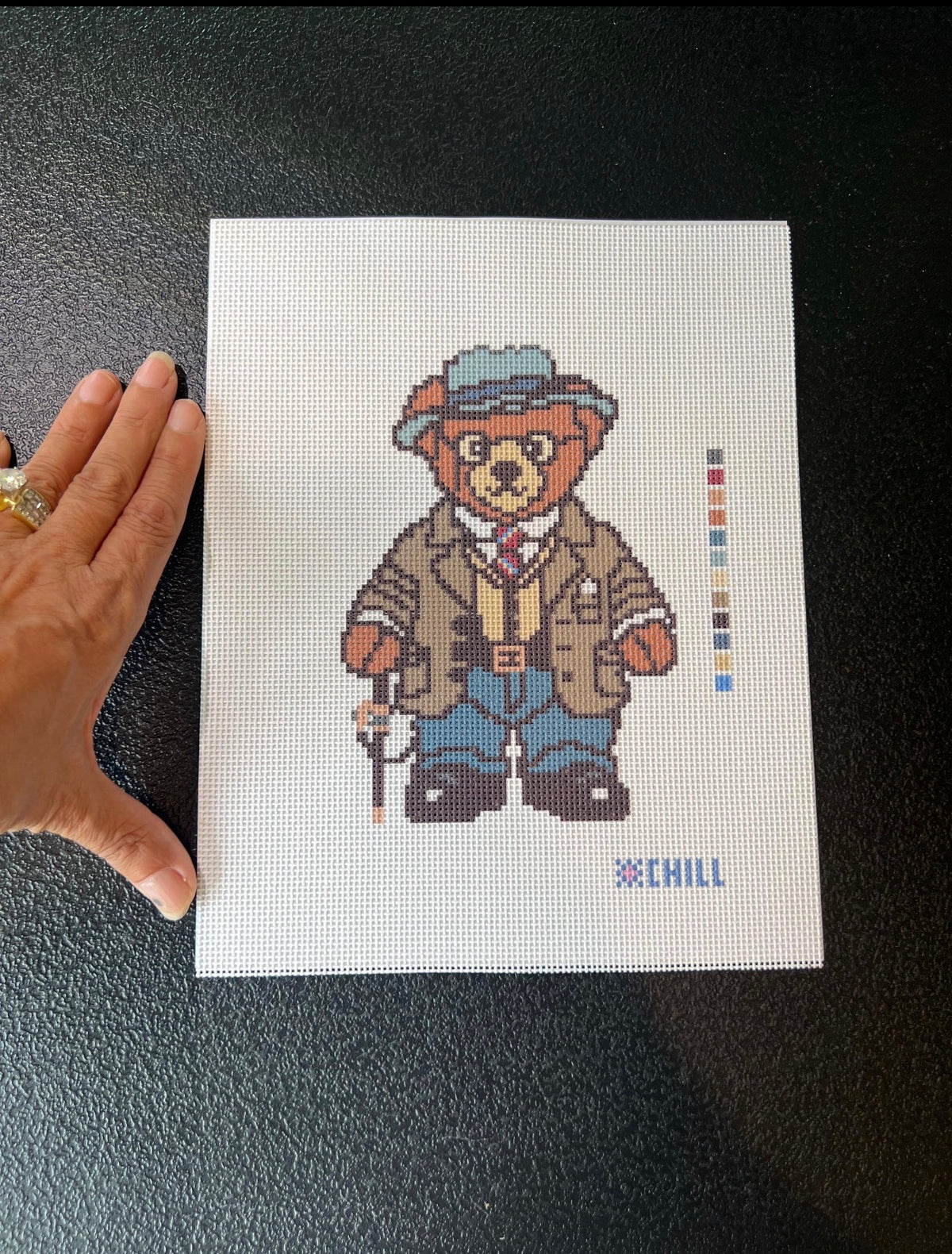 Teddy’s Bear - Roosevelt Bear Needlepoint Canvas – Classic Ornament Design (14 ct mesh)